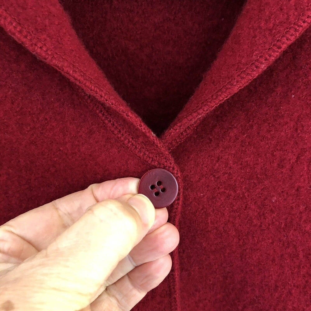 Eileen Fisher Red Button-Front Wool Coat - Picture 4 of 10